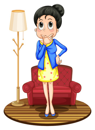 Illustration of a lady thinkingのイラスト素材