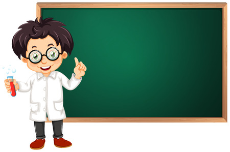 Illustration of a scientist in front of a classroomのイラスト素材