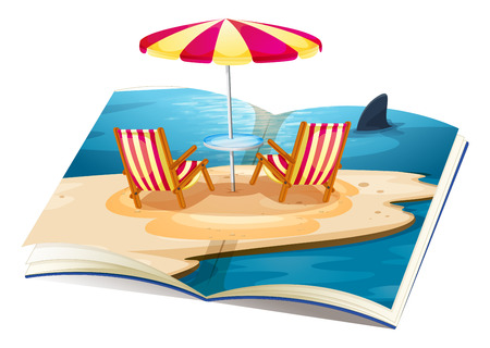 Illustration of a pop up book of beachのイラスト素材