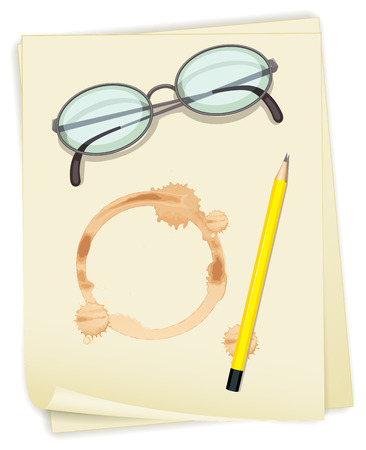 Ilustration of papers with coffee stainのイラスト素材