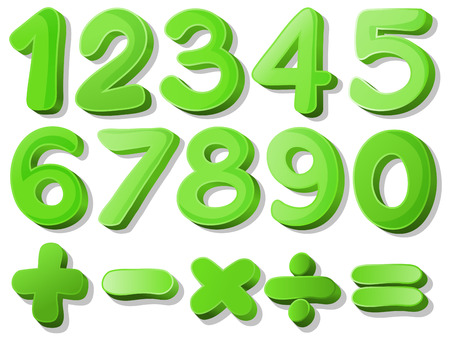 Illustration of a set of green numbersのイラスト素材