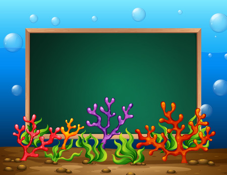 Illustration of a banner of an underwater backgroundのイラスト素材