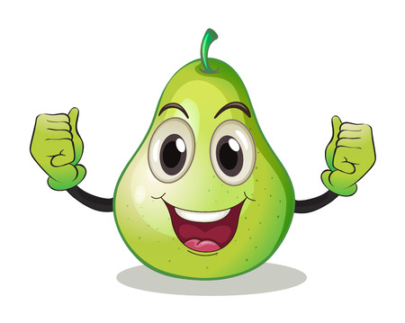 Illustration of a pear with faceのイラスト素材
