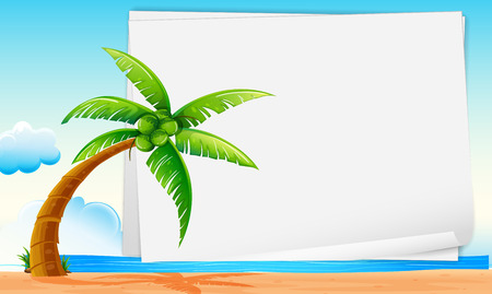 Illustration of a banner with a beach viewのイラスト素材