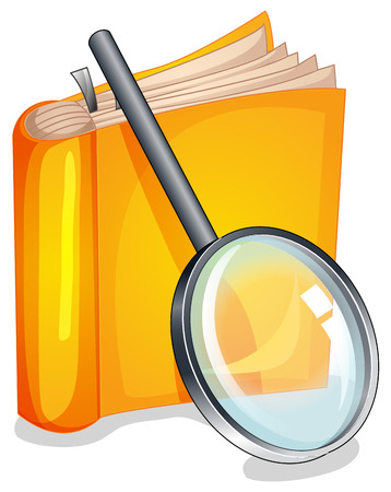 Illustration of a textbook and a magnifying glassのイラスト素材