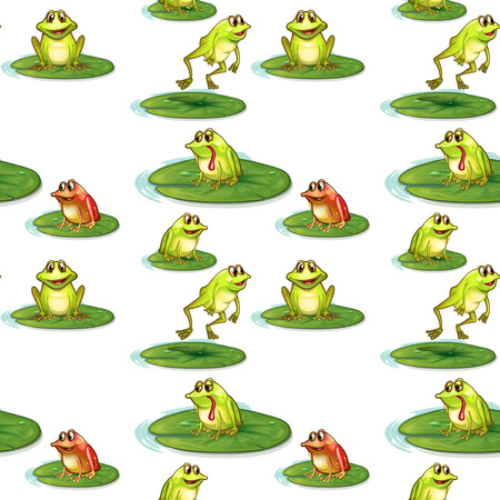 Illustration of seamless frongs on leavesのイラスト素材