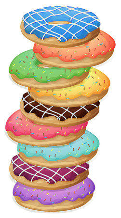 Illustration of the colourful doughnuts on a white backgroundのイラスト素材