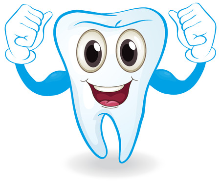 Illustration of a strong tooth on a white backgroundのイラスト素材