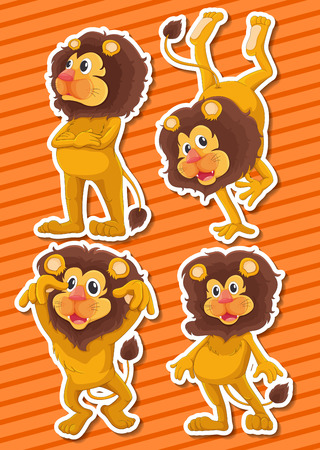 Illustration of a set of lion with backgroundのイラスト素材