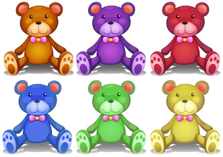 Illustration of different colors teddy bearsのイラスト素材