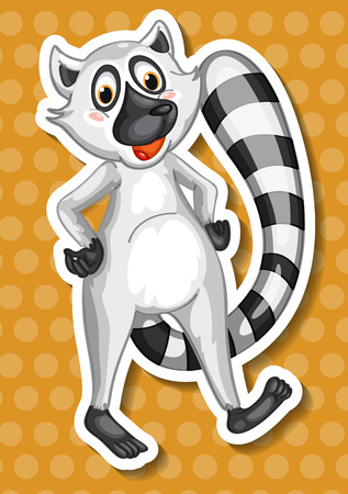 Illustration of a lemur with polkadot backgroundのイラスト素材
