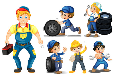 Illustraion of a set of mechanic with toolsのイラスト素材