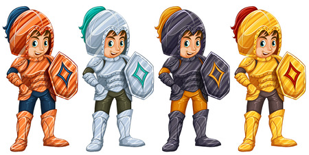 Illustration of many knights with shieldsのイラスト素材