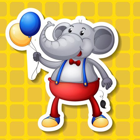 Illustration of a single elephant with balloonsのイラスト素材