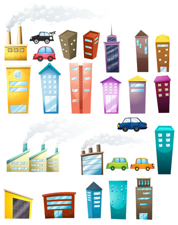 illustration of different buildingsのイラスト素材