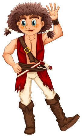 illustration of a pirate and a gunのイラスト素材