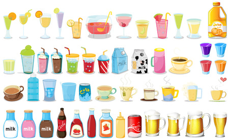 illustration of different kind of drinksのイラスト素材
