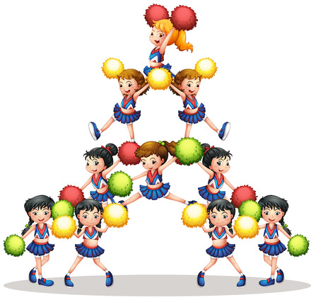 illustration of many cheerleadersのイラスト素材