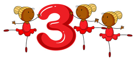 illustration of a flashcard number threeのイラスト素材