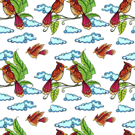 illustration of a seamless birdsのイラスト素材