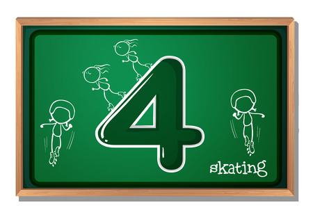 Skaters around the number 4のイラスト素材