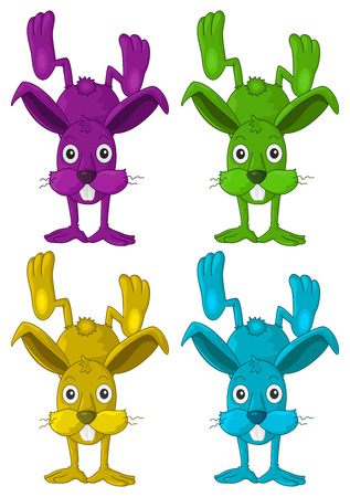 Rabbits doing handstands on whiteのイラスト素材