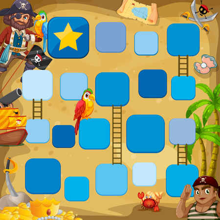Pirate boardgame theme with birdsのイラスト素材