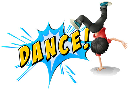 Dancing boy doing handstand with flashのイラスト素材