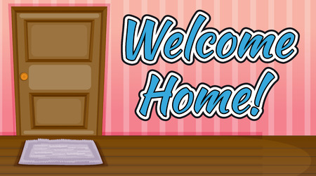 Welcome home text inside a roomのイラスト素材