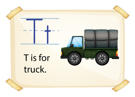 A letter T for truck on a white backgroundのイラスト素材