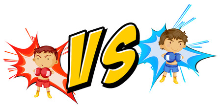 Fighting themed text with young boysのイラスト素材