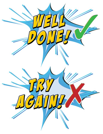 Try again and well done icons on whiteのイラスト素材