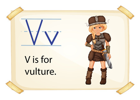 A letter V for vulture on a white backgroundのイラスト素材