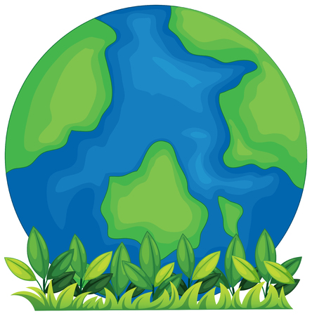 A globe with blue ang green colors on a white backgroundのイラスト素材