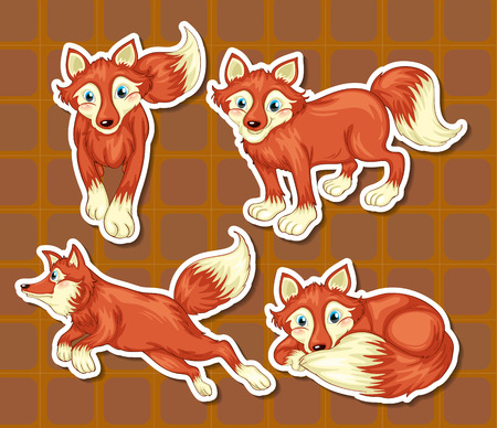 Four brown and white dogsのイラスト素材