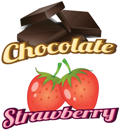 Flashcard showing chocolate and strawberryのイラスト素材