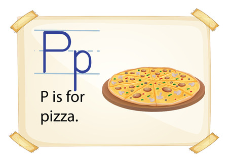 A letter P for pizza on a white backgroundのイラスト素材