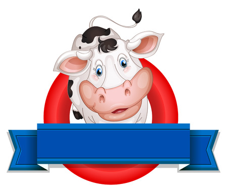 Illustration of a cow and a signのイラスト素材
