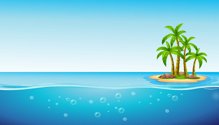 An island in the middle of the oceanのイラスト素材