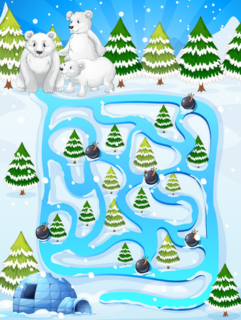 A maze game with polar bearsのイラスト素材