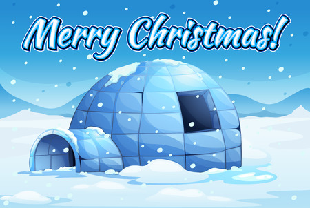 Illustration of snow falling over an igloo