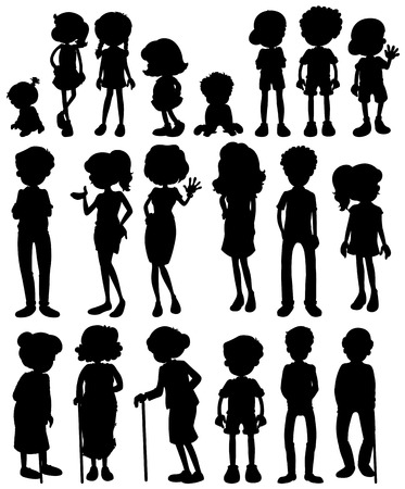 Illustration of silhouette of many peopleのイラスト素材