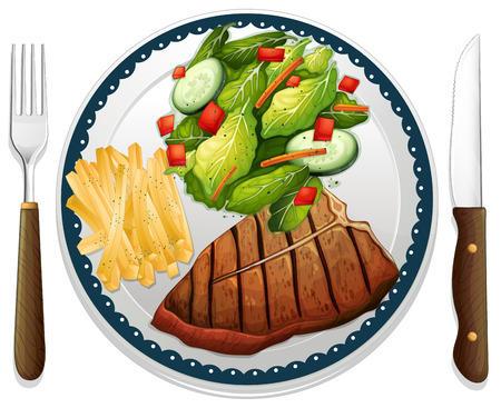 Illustration of a maindish of steakのイラスト素材