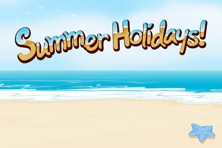 A summer holiday template at the beachのイラスト素材