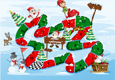 A christmas boardgame with Santa Clausのイラスト素材
