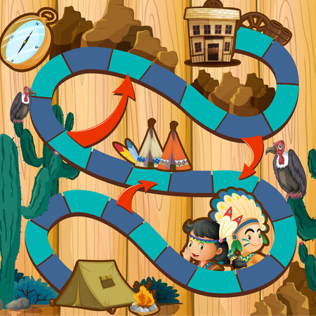 Illustration of a boardgame with american indiansのイラスト素材