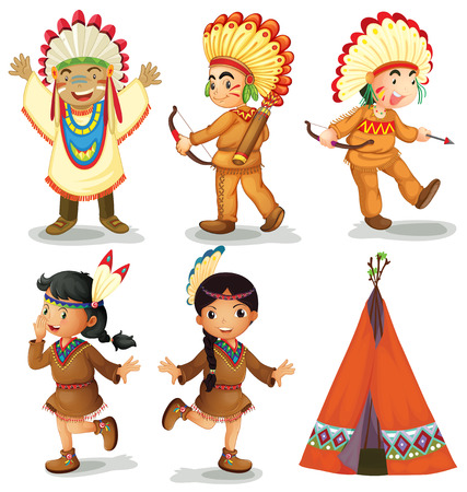Illustration of american red indiansのイラスト素材