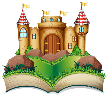 Illustration of a pop-up book with castleのイラスト素材