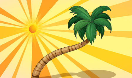 Illustration of the sun shining and a treeのイラスト素材