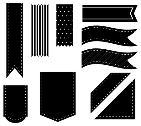 Illustration of different designs of black ribbonsのイラスト素材